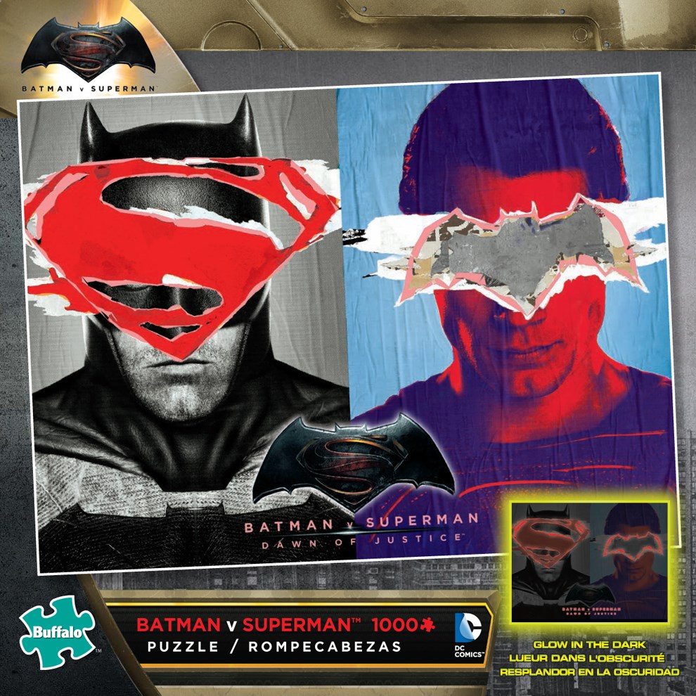 Buffalo Games 1000 Piece Batman V Superman Dawn Of Justice Jigsaw Puzzle glows